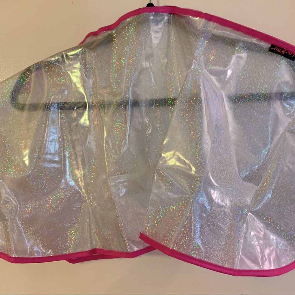 NWT Luv Betsey Johnson Handbag Rain Poncho Protector Glitter & Pouch OSFA Gorg